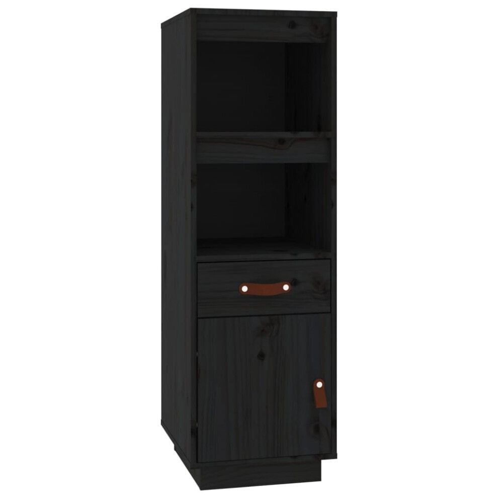 (Black) vidaXL Solid Wood Pine Highboard High Sideboard Cabinet Cupboard Multi Colours