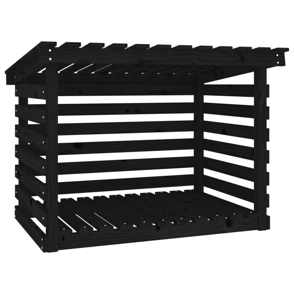 Vidaxl (Black, 108 X 73 X 79 Cm) Solid Wood Pine Firewood Rack Log Shed Multi Colours 108X73x108/79 Cm