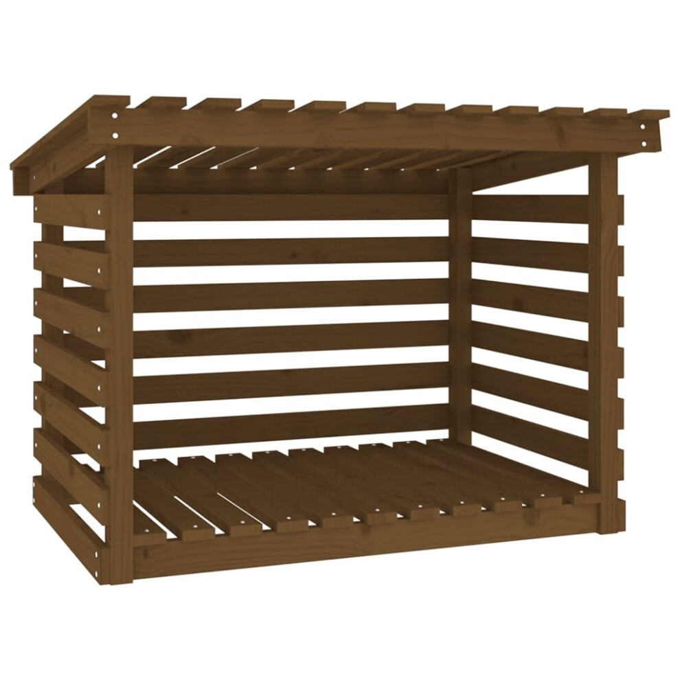 (Honey brown, 108 x 73 x 79 cm) vidaXL Solid Wood Pine Firewood Rack Log Shed Multi Colours 108x73x108/79 cm