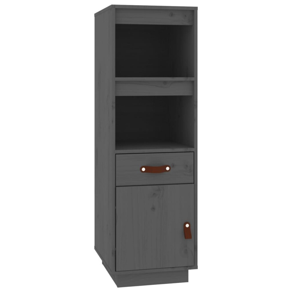vidaXL - Highboard - Solid Pine Wood - Grey - 1 Door 1 Drawer 2 Shelf - Image 3