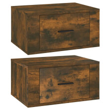 (Smoked oak, 2 x Bedside cabinet) vidaXL 1/2x Wall-mounted Bedside Cabinet Floating Bedside Unit Multi Colours