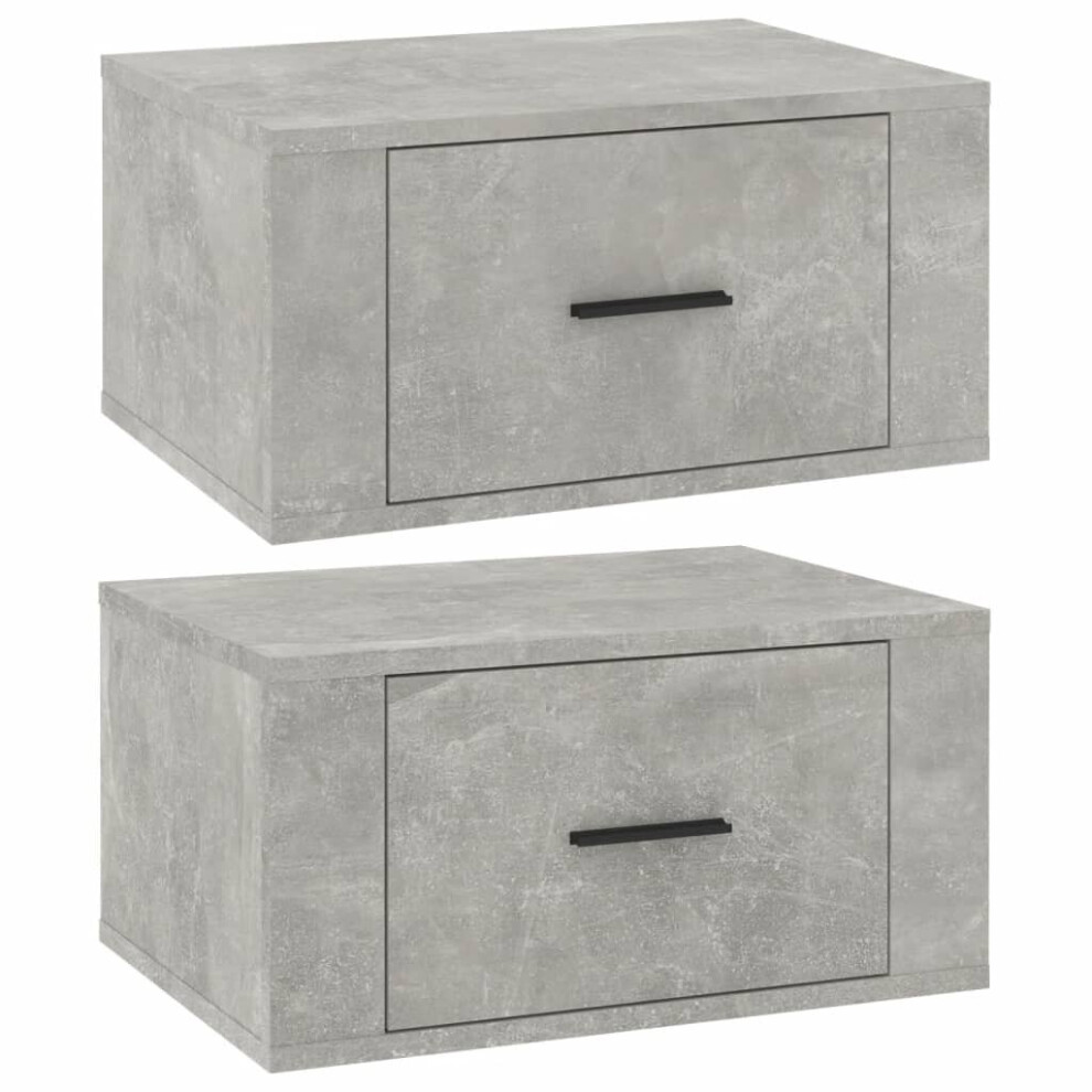 (Concrete grey, 2 x Bedside cabinet) vidaXL 1/2x Wall-mounted Bedside Cabinet Floating Bedside Unit Multi Colours