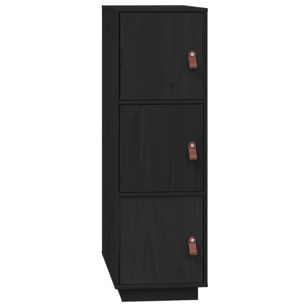 (Black) vidaXL Solid Wood Pine Highboard Sideboard Storage Cupboard Multi Colours