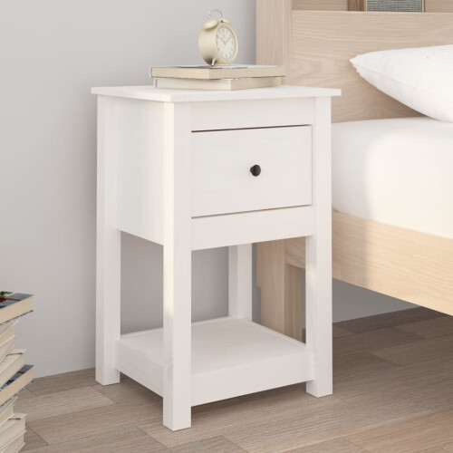 VidaXL (White, 2 x Bedside cabinet) vidaXL 1/2x Solid Wood Pine Bedside Cabinet Nightstand End Table Multi Colours 2