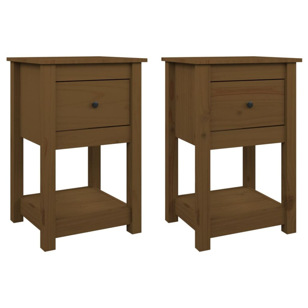 (Honey brown, 2 x Bedside cabinet) vidaXL 1/2x Solid Wood Pine Bedside Cabinet Nightstand End Table Multi Colours