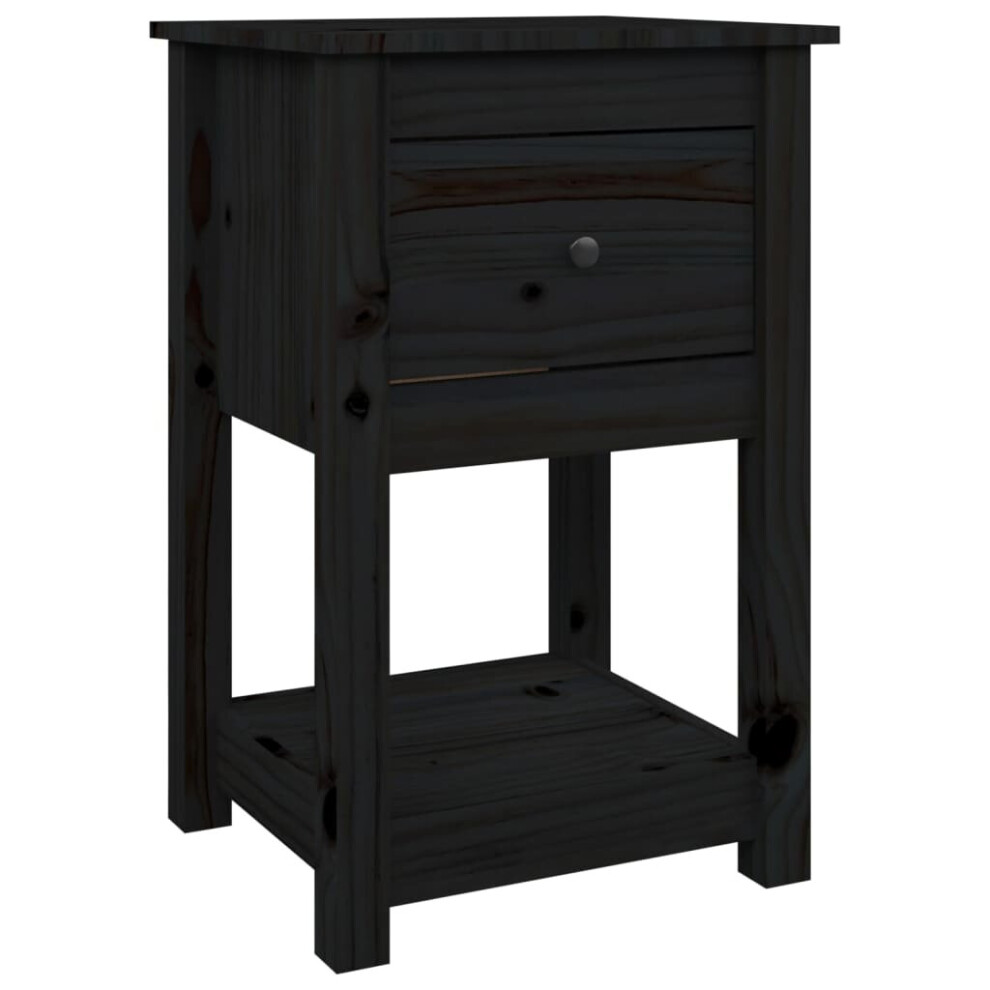 (Black, 1 x Bedside cabinet) vidaXL 1/2x Solid Wood Pine Bedside Cabinet Nightstand End Table Multi Colours