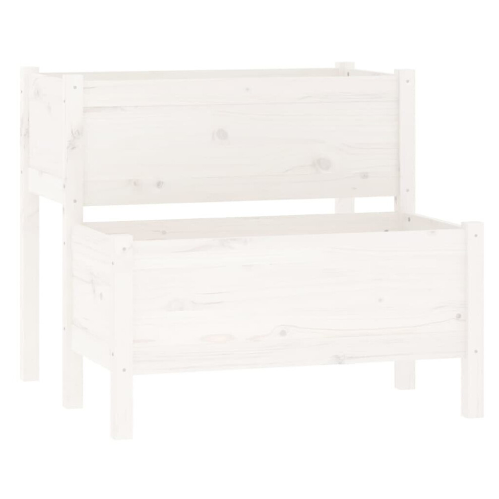 Vidaxl (, 84.5 X 84 X 75 Cm) Solid Wood Pine Planter Raised Bed Multi Colours 110/84.5X84x75 Cm White