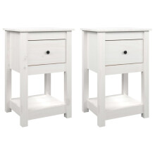 (White, 2 x Bedside cabinet) vidaXL 1/2x Solid Wood Pine Bedside Cabinet Nightstand End Table Multi Colours