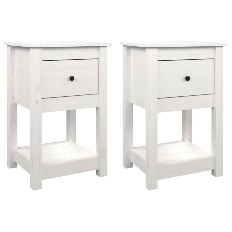 (White, 2 x Bedside cabinet) vidaXL 1/2x Solid Wood Pine Bedside Cabinet Nightstand End Table Multi Colours