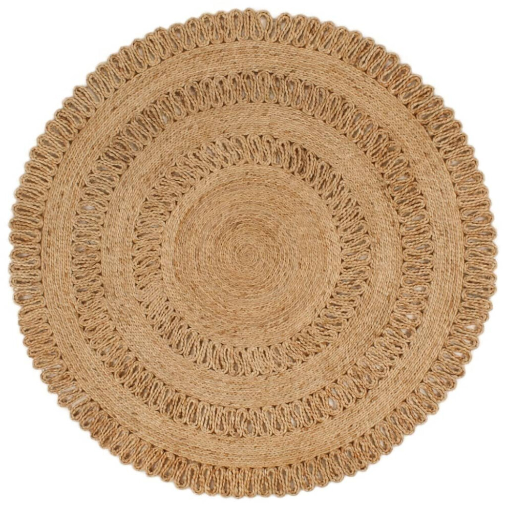 (120 cm) vidaXL Area Rug Hand-braided Jute Round Handmade Floor Mat Carpet Multi Sizes