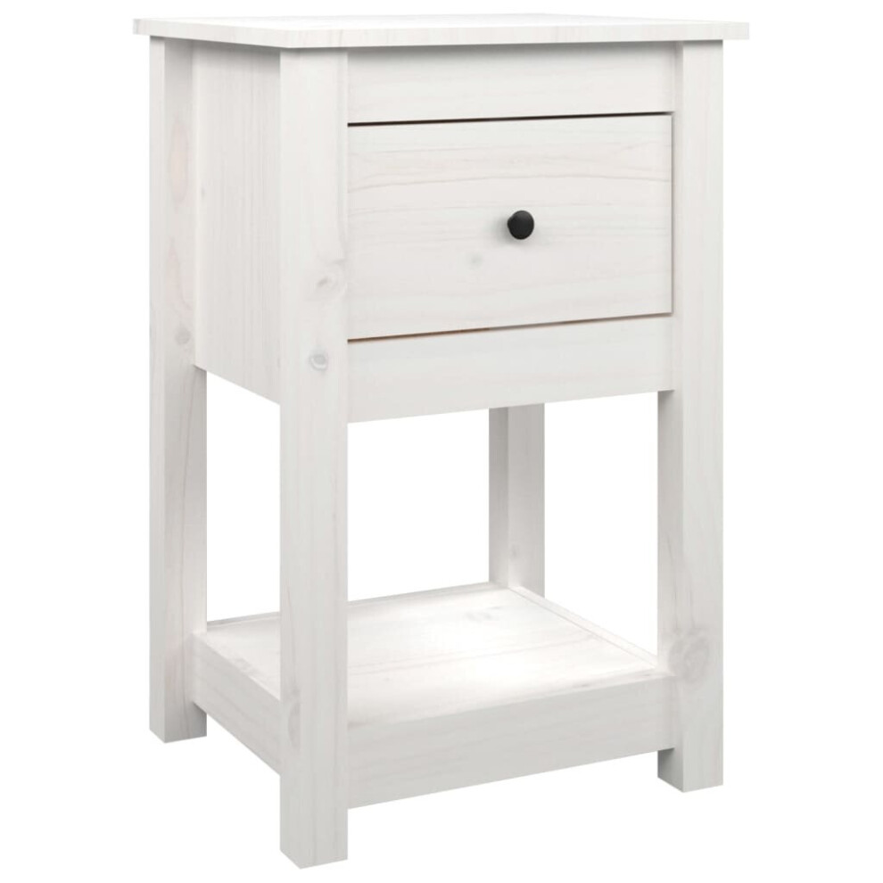 (White, 1 x Bedside cabinet) vidaXL 1/2x Solid Wood Pine Bedside Cabinet Nightstand End Table Multi Colours