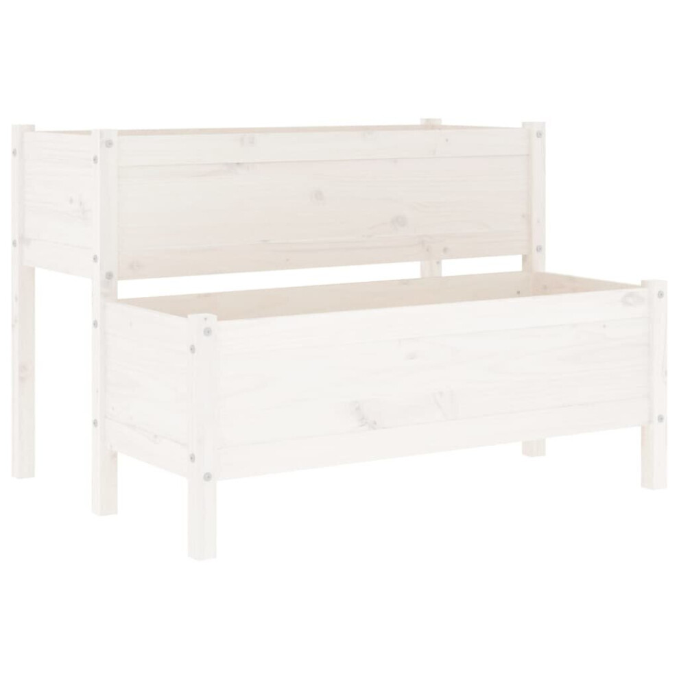 (White, 110 x 84 x 75 cm) vidaXL Solid Wood Pine Planter Raised Bed Multi Colours 110/84.5x84x75 cm