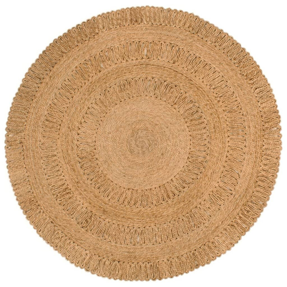 (150 cm) vidaXL Area Rug Hand-braided Jute Round Handmade Floor Mat Carpet Multi Sizes