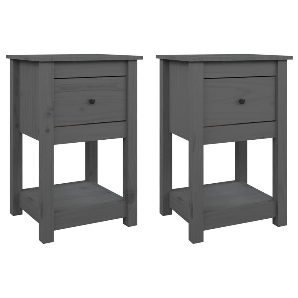 (Grey, 2 x Bedside cabinet) vidaXL 1/2x Solid Wood Pine Bedside Cabinet Nightstand End Table Multi Colours