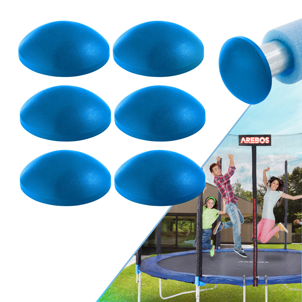 AREBOS trampoline end caps | set consisting of 6 cover caps | plastic safety net caps | blue
