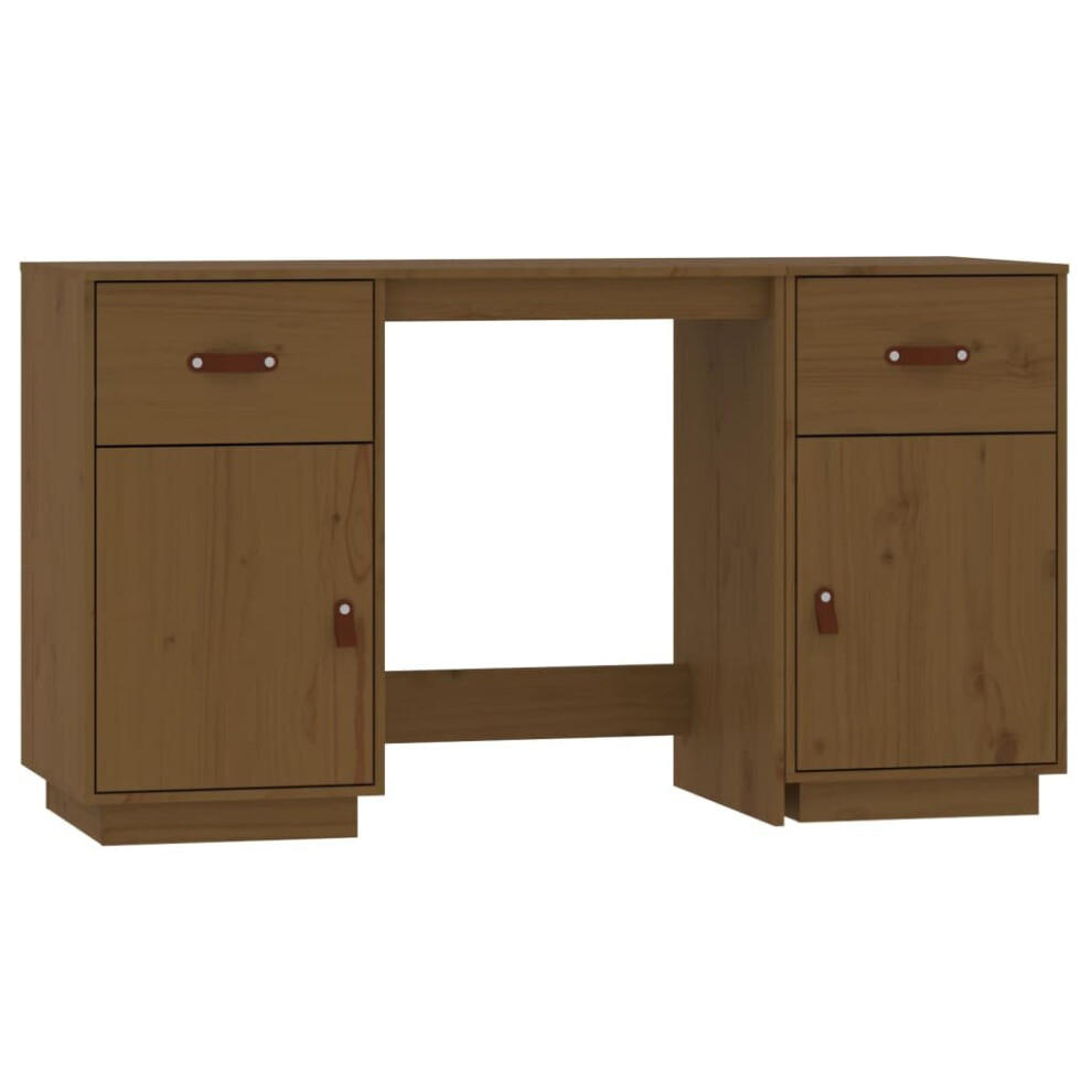 (Honey brown) vidaXL Solid Wood Pine Desk with Cabinets Computer Study Desk Multi Colours