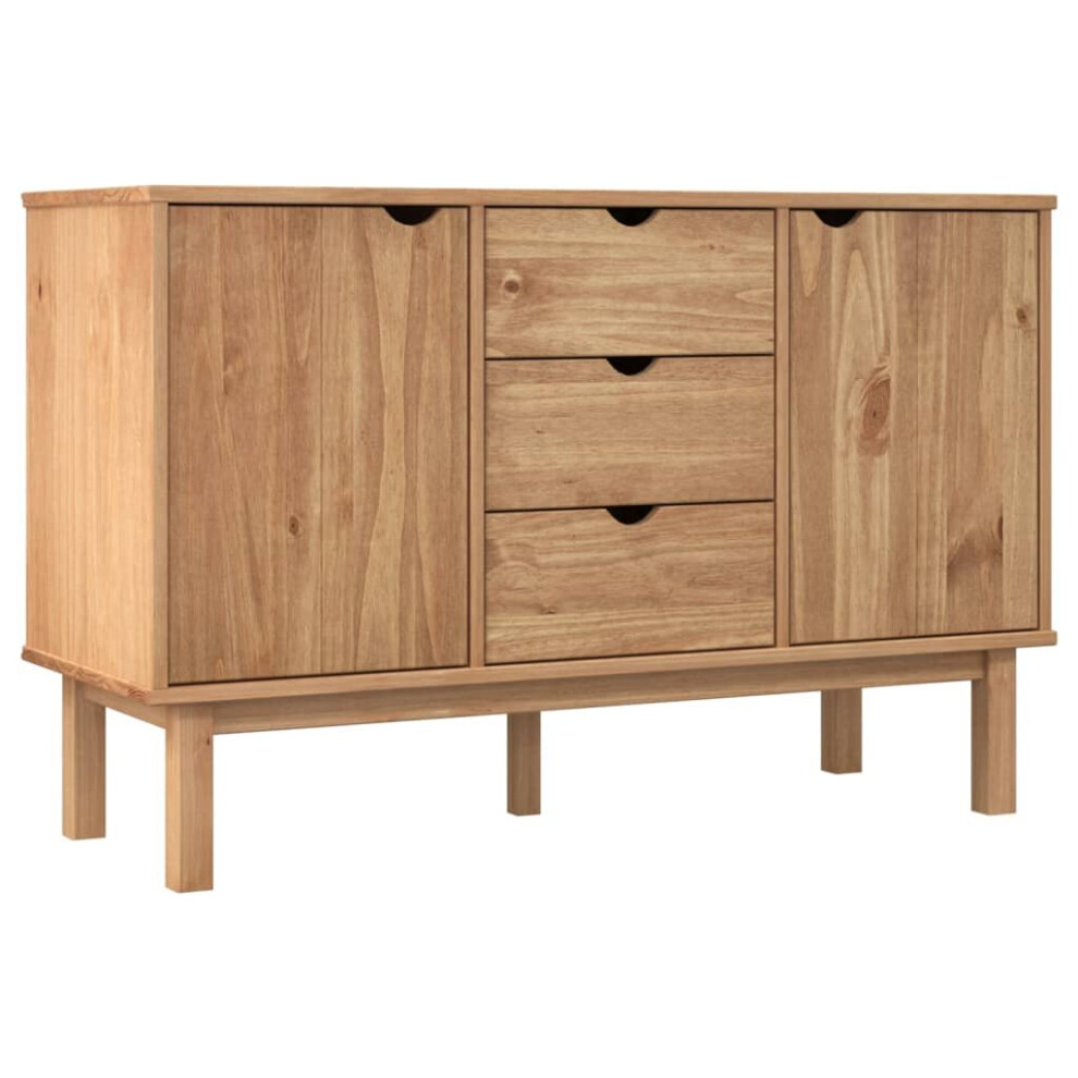 Vidaxl (Brown) Solid Wood Pine Sideboard Wooden Cabinet Home Organiser Multi Colours Brown