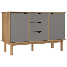 (Brown and grey) vidaXL Solid Wood Pine Sideboard Wooden Cabinet Home Organiser Multi Colours