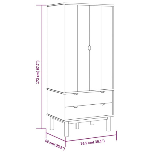 VidaXL (Brown) vidaXL Solid Wood Pine Wardrobe Cloth Cabinet Closet Highboard Multi Colours 2