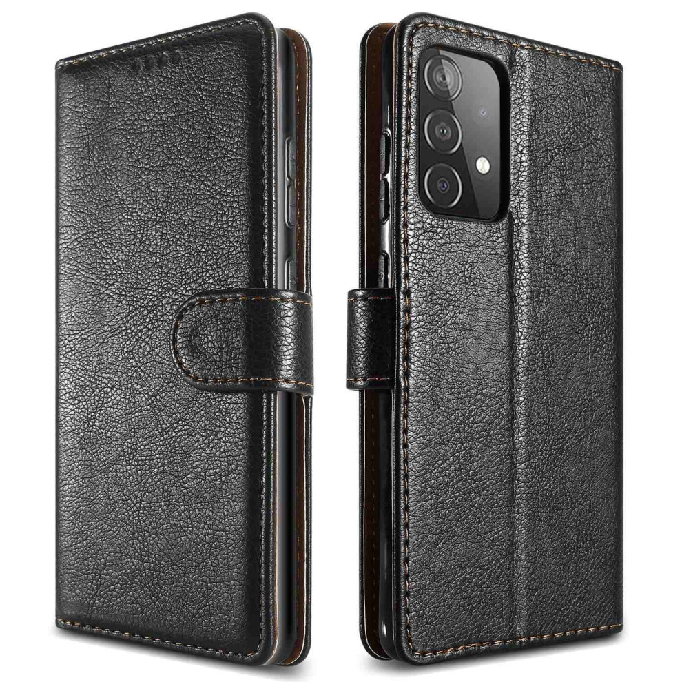 Cadorabo Case For Samsung Galaxy A52 5G Cover Book Wallet Protection Pu Leather Flip Magnetic Luxury Etui Black
