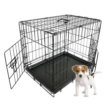 (24 inch) FoxHunter Pet Dog Crate Folding With Door and Tray