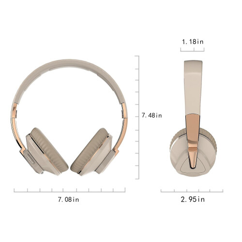 (Khaki) Noise Cancelling Bluetooth Headset Wireless Foldable Gaming Stereo Headphones 1