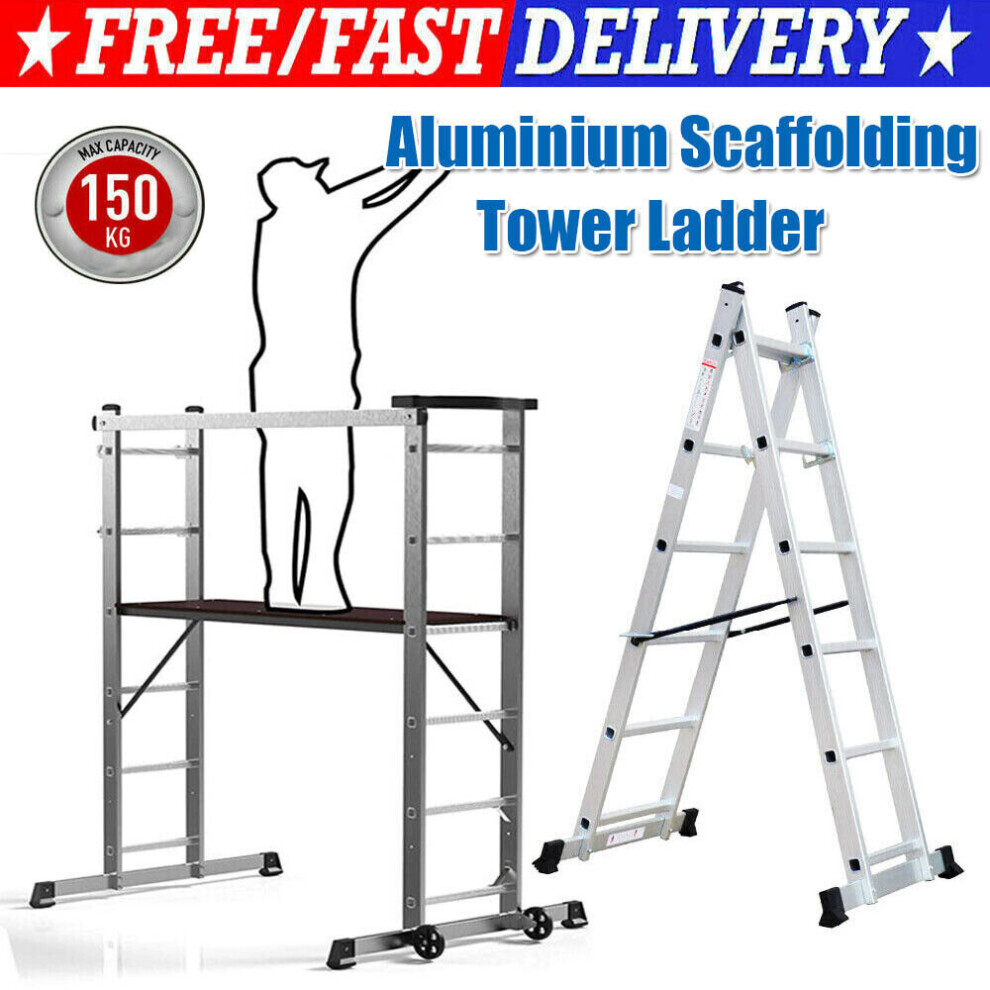 3 IN 1 Multi-Purpose Aluminium Ladder Step Extension Scaffold Platform
