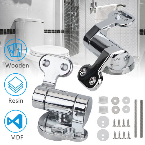 Replacement Soft Close Hinge Set for Oak Wood WC Seats Chrome Hinges on