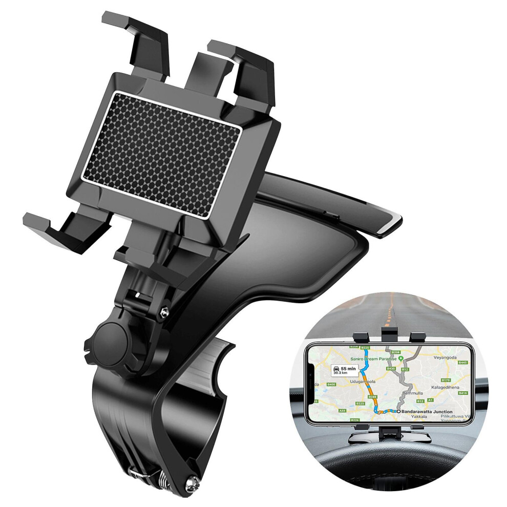 Car Phone Holder 360Rotating Dashboard Bracket Car Rearview Mirror Cell Phone Mount Stand 760954536429