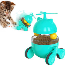 (Lake Blue) Pet Toy Tumbler Cat Turntable Leaking Food Ball Training