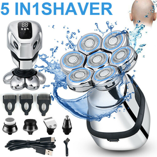 5 in 1 Electric Shaver Mens Beard Hair Trimmer Rotary Shaver Cordless