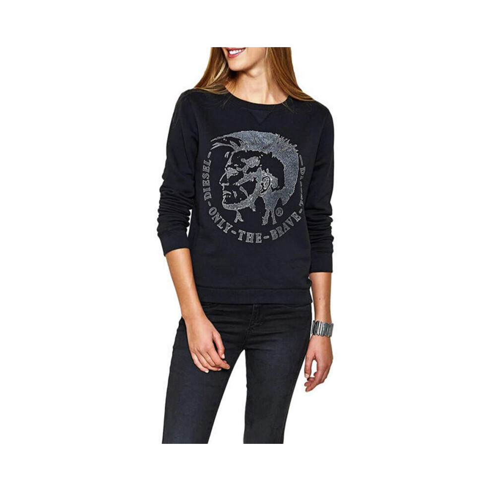 (Black, M) DIESEL F RADI T Felpa Womens Sweatshirts Crew Neck Pullover Winter Sweat Top S M