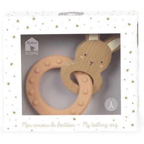 Kaloo RABBIT Teething Ring Orange Teether Silicone Baby Chewable Toy 1