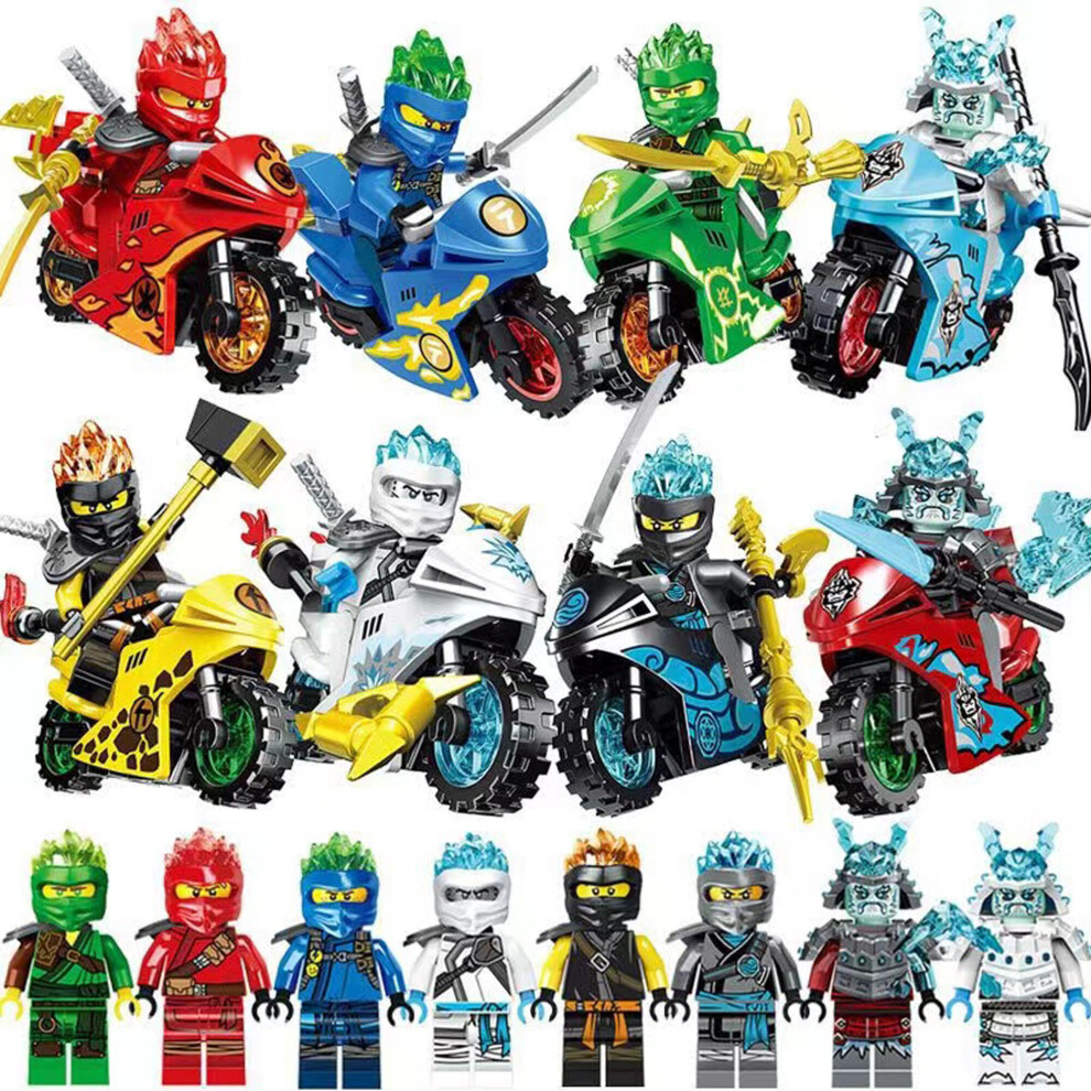 (8PCS-B) 16PCS Mirage Ninja cool motorcycles Mini Figures Fits Blocks Toy Fit Lego