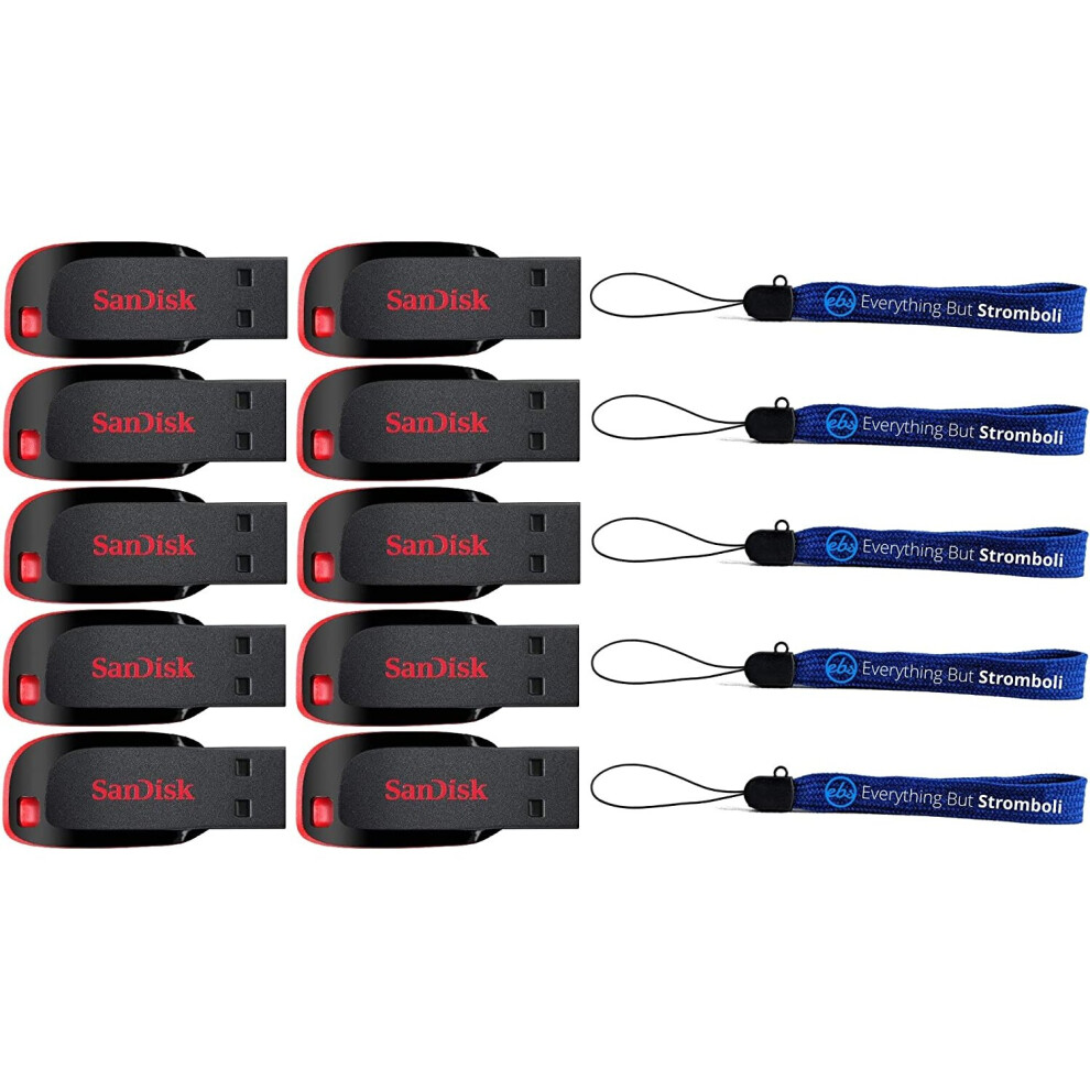 SanDisk Cruzer Blade 128GB (10 Pack Bundle) USB 2.0 Flash Drive Jump Drive Pen USB Drive (SDCZ50-128G-B35) Plus (5) Everything But Stromboli ..