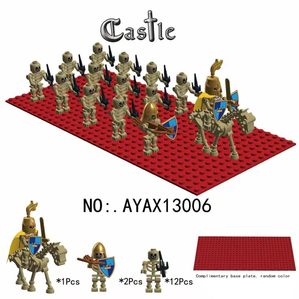 (Style D) 15pcs evil Skeleton Knights Legion of Medieval Roman soldier castles delivers a random chassis Minifigures Gift Fit Lego