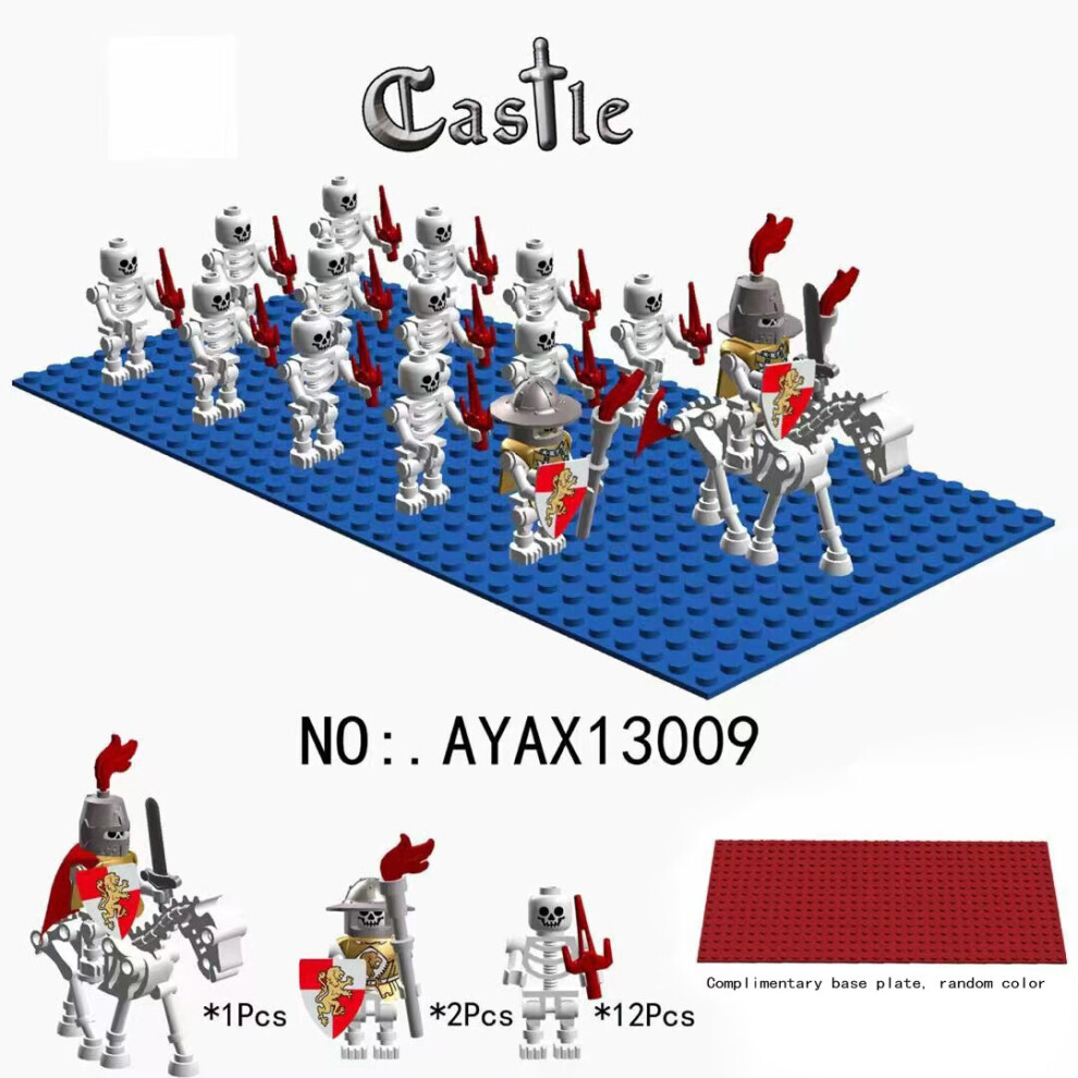 (Style G) 15pcs evil Skeleton Knights Legion of Medieval Roman soldier castles delivers a random chassis Minifigures Gift Fit Lego