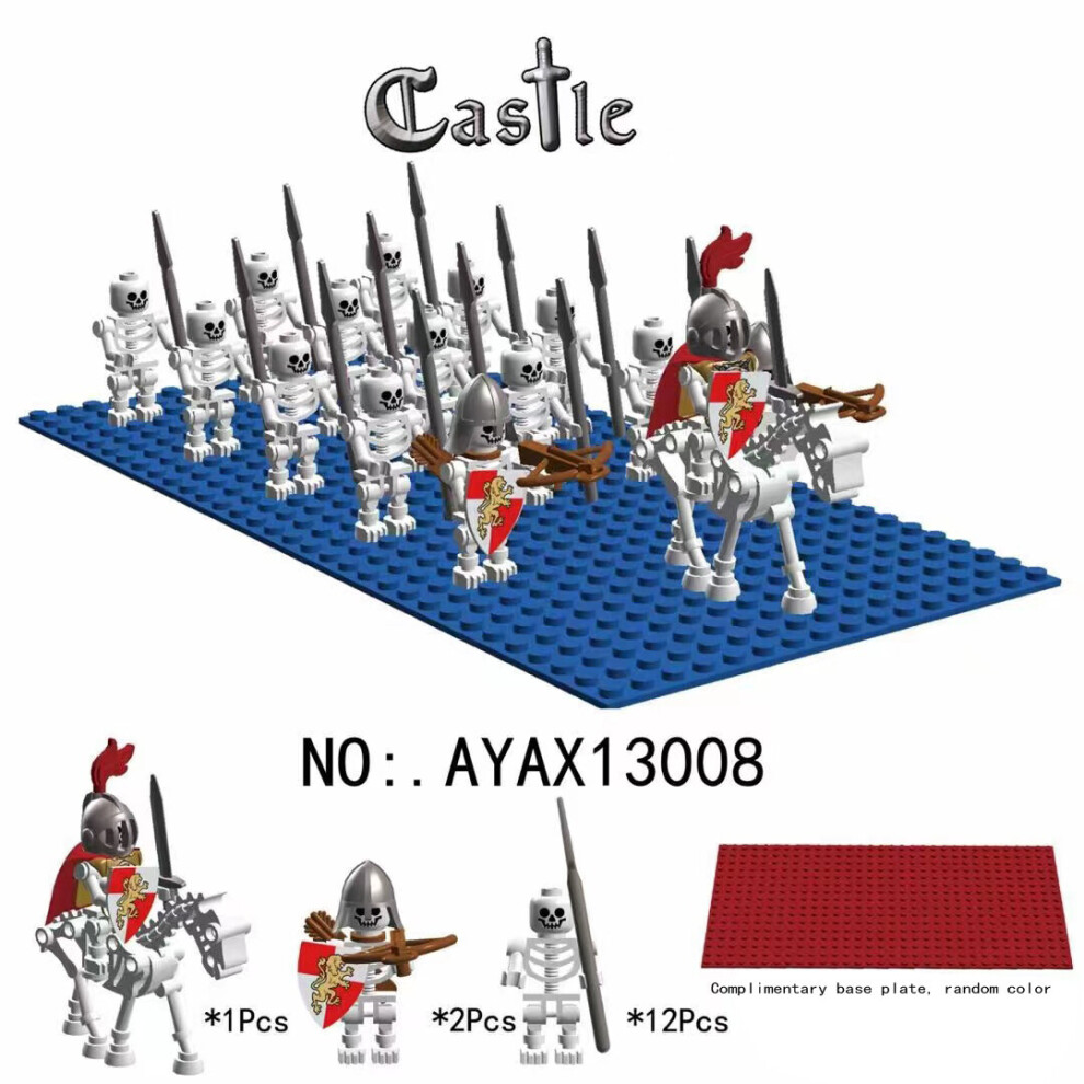 (Style F) 15pcs evil Skeleton Knights Legion of Medieval Roman soldier castles delivers a random chassis Minifigures Gift Fit Lego