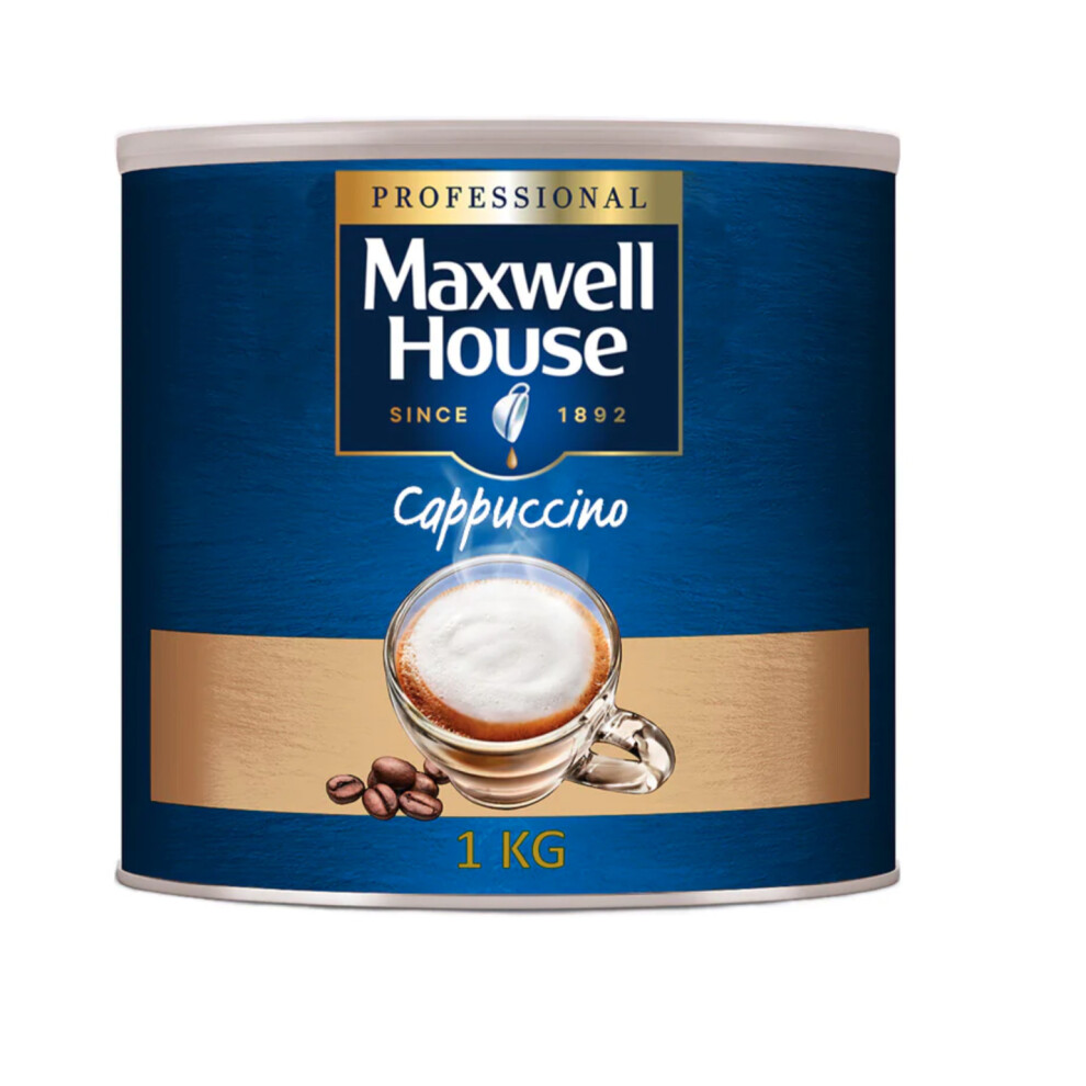 Maxwell House Instant Cappuccino 1Kg Tin – Rich, Frothy Indulgent Coffee (Approx. 73 Servings)