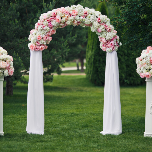 White Wedding Ceremony Arch Frame Metal Backdrop Garden Archway 2