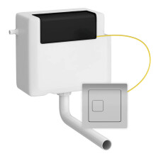 Dual Flush Concealed Toilet Cistern WC, Pipe & Cable Square Chrome Push Button LS