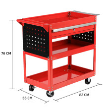 3-tier Tool Trolley Cart Roller Cabinet Casters Red Workshop