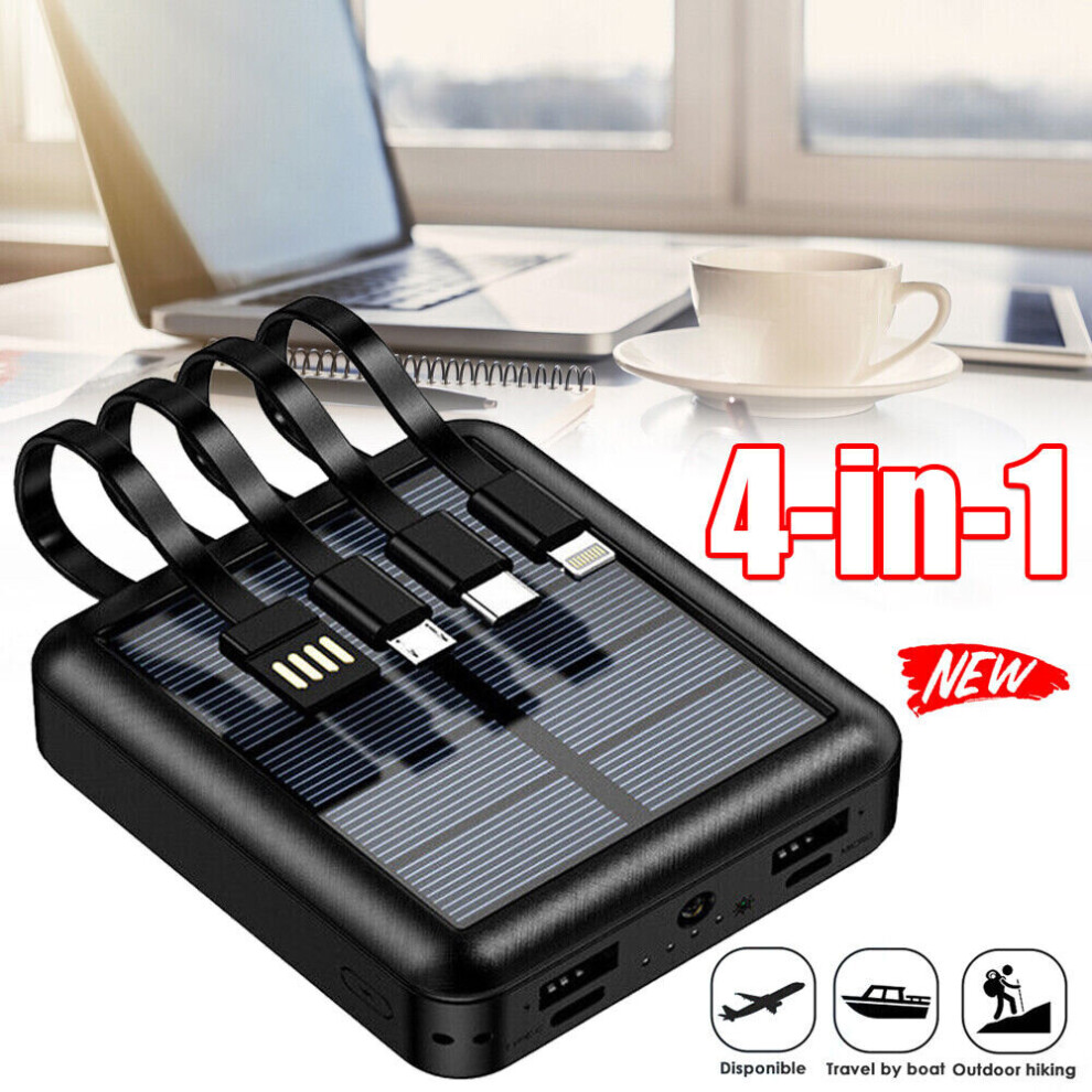 Mini Solar Power Bank, 20000mAh 4 in 1 Phone Charger Fast Charging