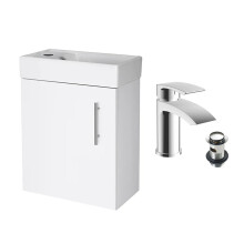 Gloss White 400 Wall Hung Vanity Unit & Sleek Basin Tap
