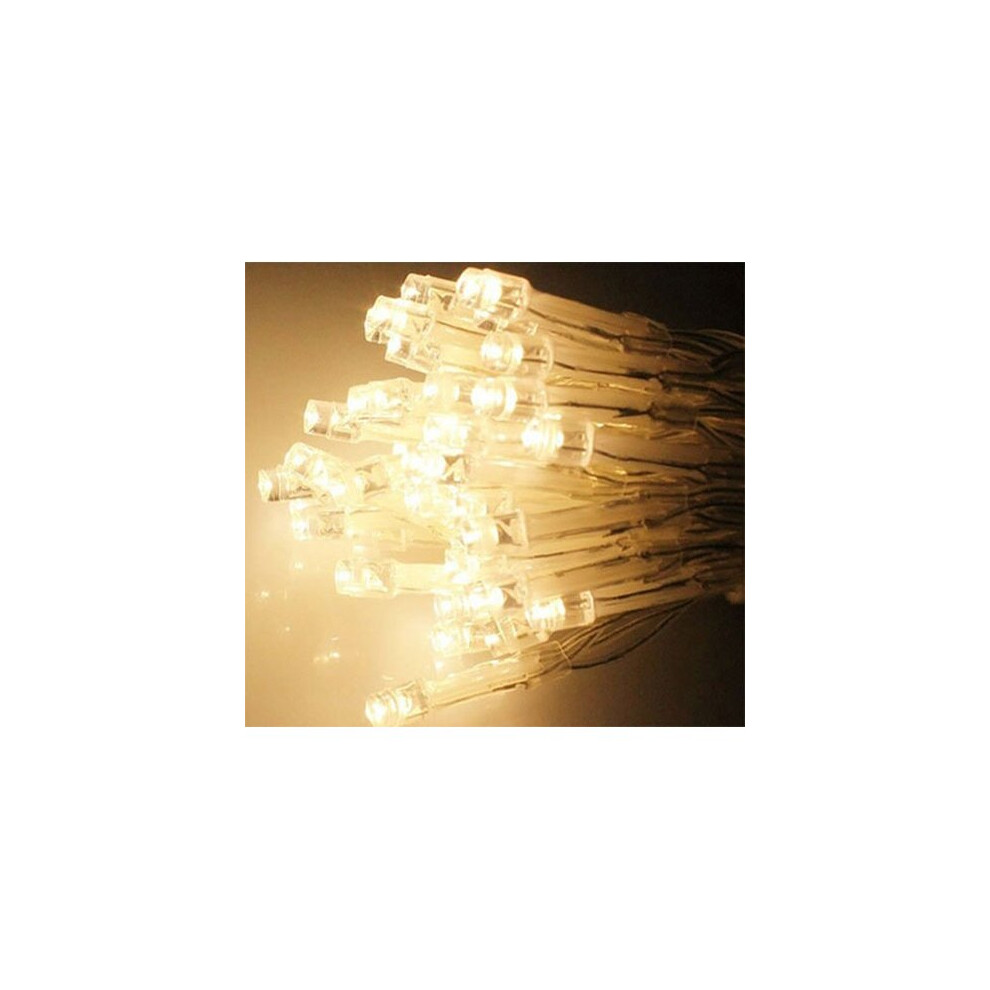 (Warm White, 50) Christmas LED Fairy Lights Battery Operated - Xmas Tree Icicle String Table Wall