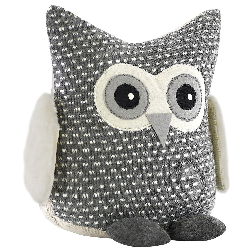 The Magic Toy Shop Door Stopper Owl Animal Door Stop Fabric Heavy Weighted Home Office Décor Grey