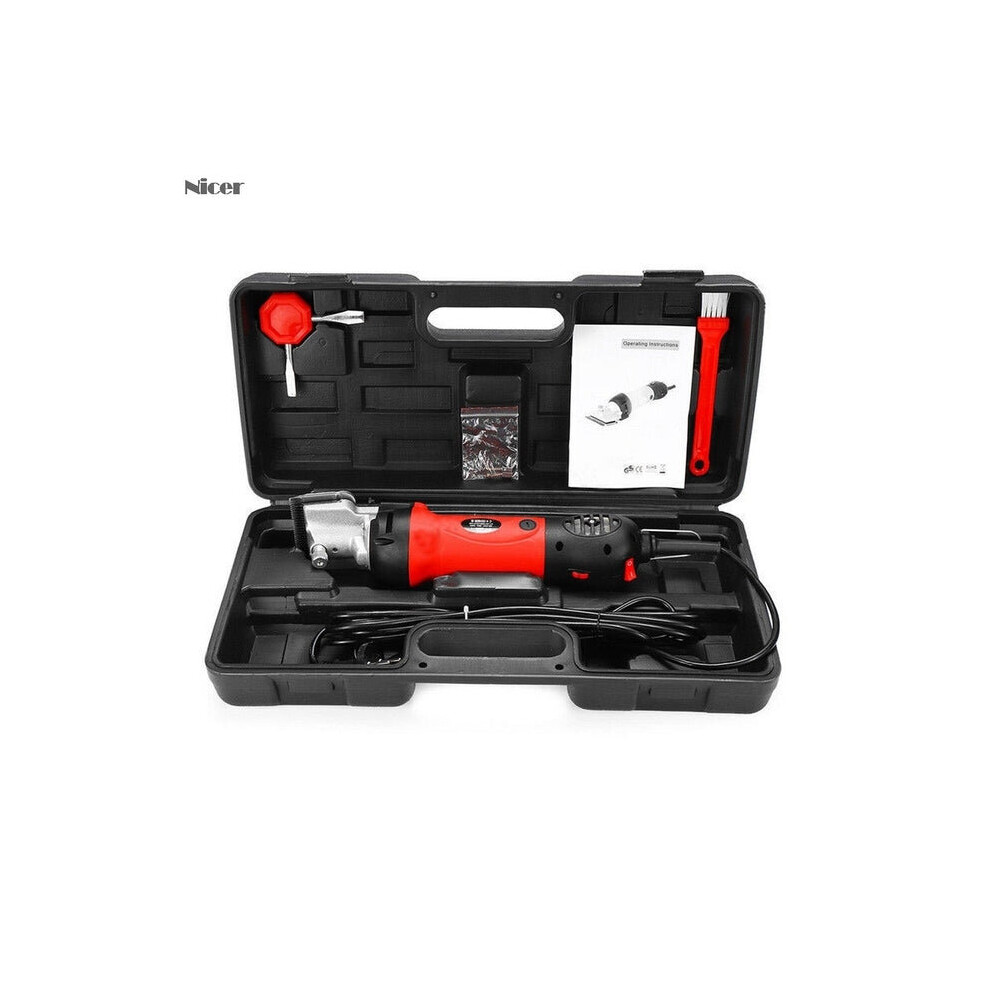 (Red) 320W Professional Electrical Horse Clipper Shaft Electric Sheep Goat Shearing Machine Clipper Shears Cutter Wool Scissor