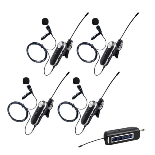 Wireless Lavalier Microphone System 4 Channel Wireless Lavalier