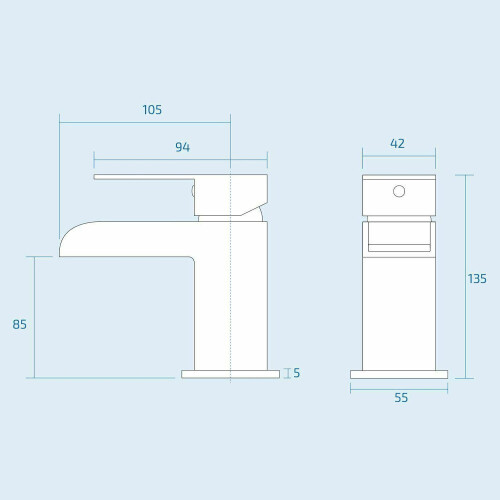 Matt Black Waterfall Bath Shower Mixer & Basin Tap 2