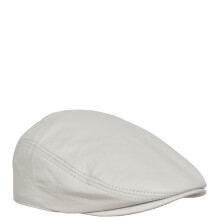 (White, 57) Genuine White Leather Flat Cap English Granddad Baker-boy Hat Arthur
